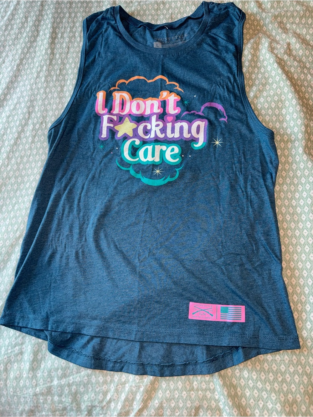 Grunt Style Women’s Graphic Tank Top Large Blue Funny Graphic Tee